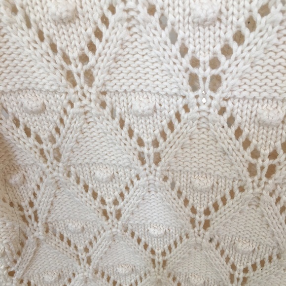Tommy Hilfiger Ivory Crochet Knit Pom Sweater - Picture 6 of 8